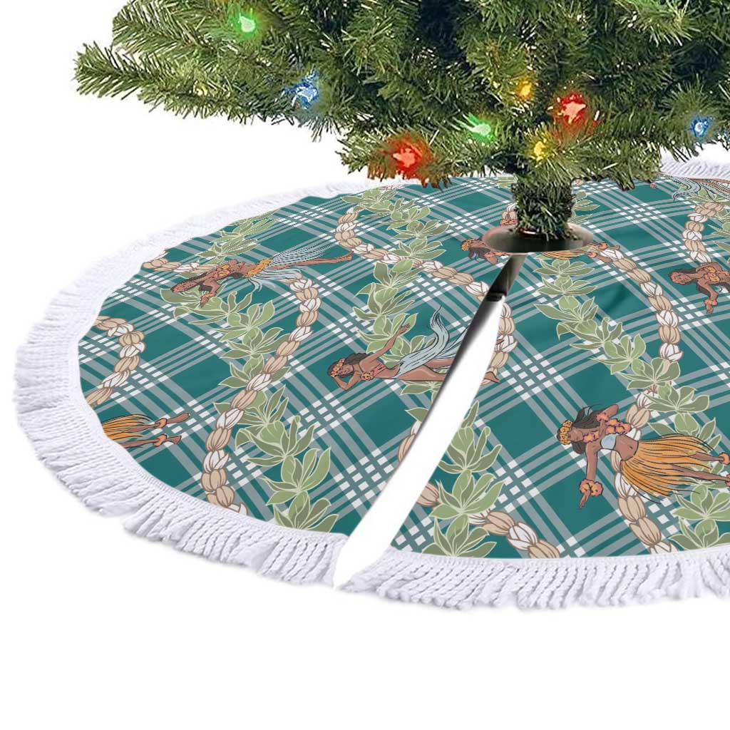 Teal Palaka Hula Girls Seamless Hawaii Aloha Tree Skirt - Polynesian Pride