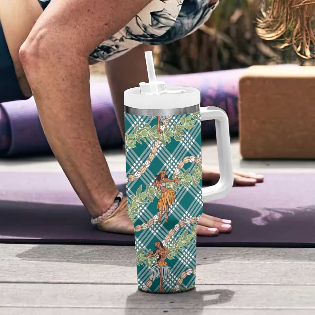 Teal Palaka Hula Girls Seamless Hawaii Aloha Tumbler With Handle - Polynesian Pride