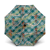 Teal Palaka Hula Girls Seamless Hawaii Aloha Umbrella - Polynesian Pride