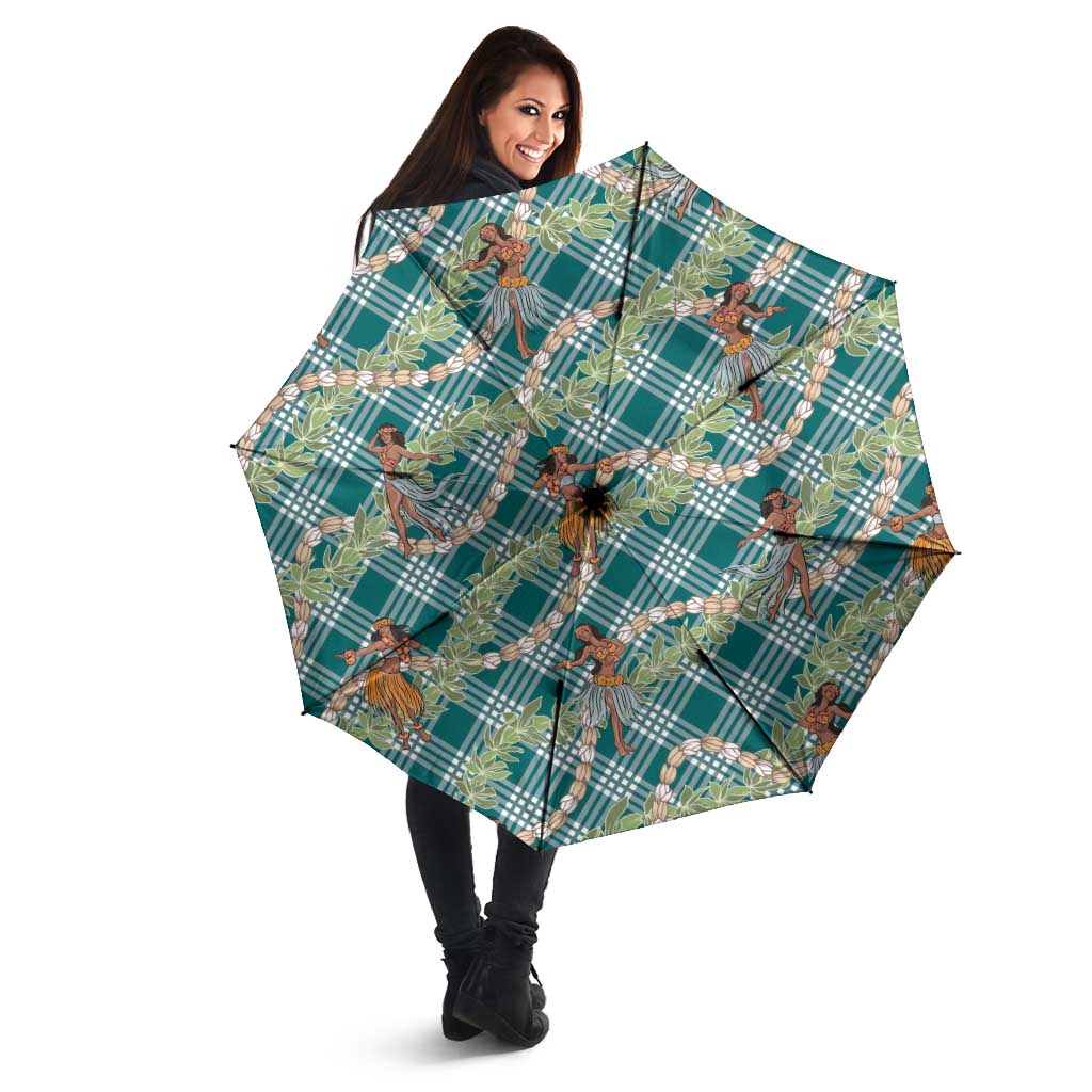 Teal Palaka Hula Girls Seamless Hawaii Aloha Umbrella - Polynesian Pride