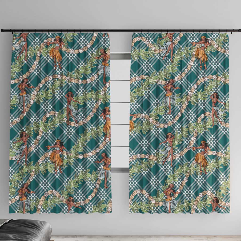 Teal Palaka Hula Girls Seamless Hawaii Aloha Window Curtain - Polynesian Pride