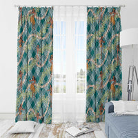 Teal Palaka Hula Girls Seamless Hawaii Aloha Window Curtain - Polynesian Pride