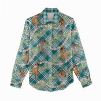 Teal Palaka Hula Girls Seamless Hawaii Aloha Women Casual Shirt - Polynesian Pride