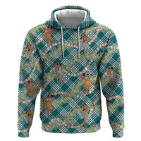 Teal Palaka Hula Girls Seamless Hawaii Aloha Zip Hoodie - Polynesian Pride