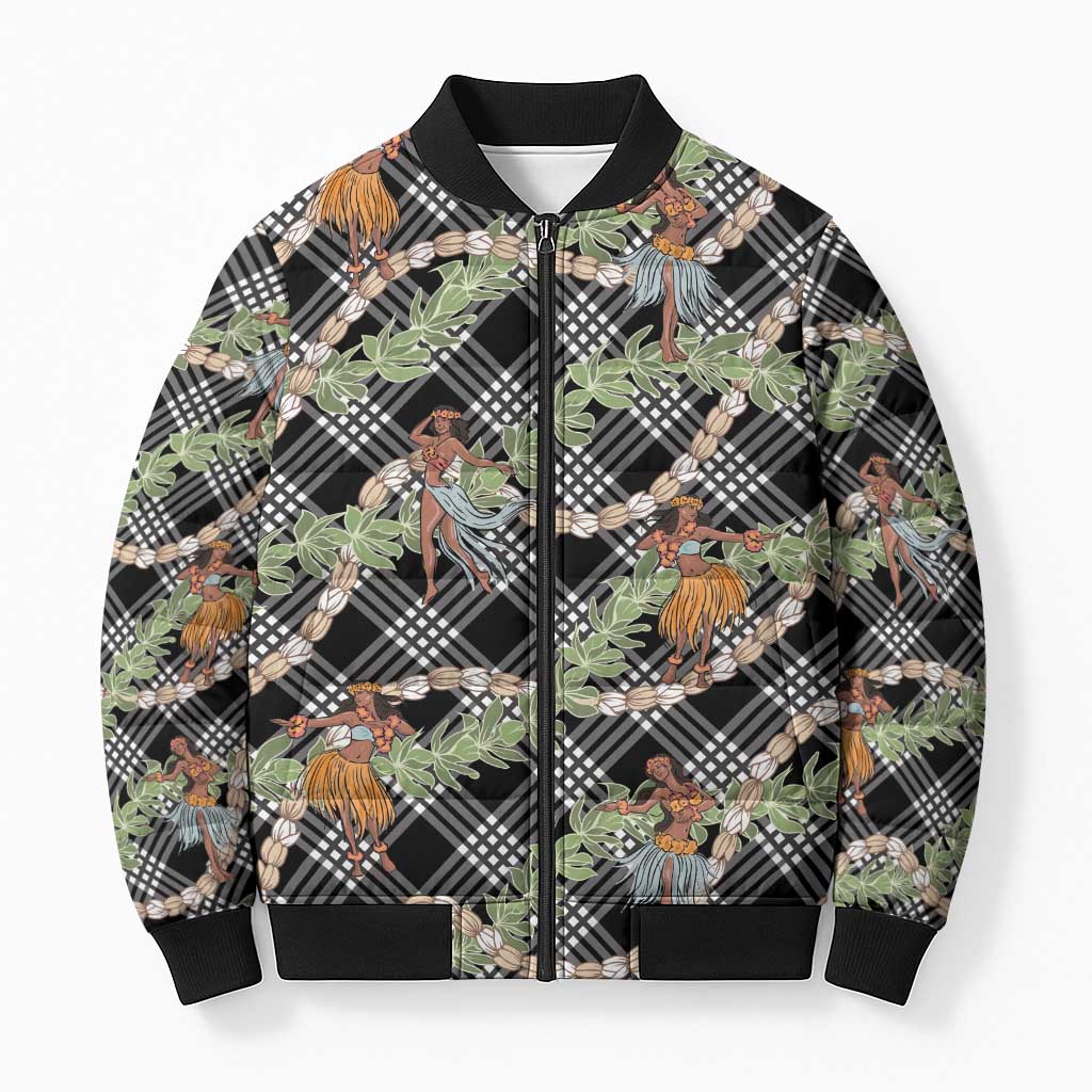 Sable Palaka Hula Girls Seamless Hawaii Aloha Bomber Puffer Jacket - Polynesian Pride
