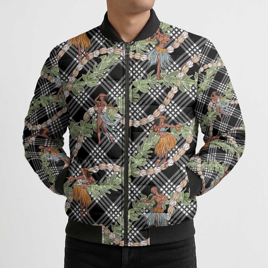 Sable Palaka Hula Girls Seamless Hawaii Aloha Bomber Puffer Jacket - Polynesian Pride