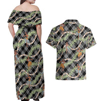 Sable Palaka Hula Girls Seamless Hawaii Aloha Couples Matching Off Shoulder Maxi Dress and Hawaiian Shirt - Polynesian Pride