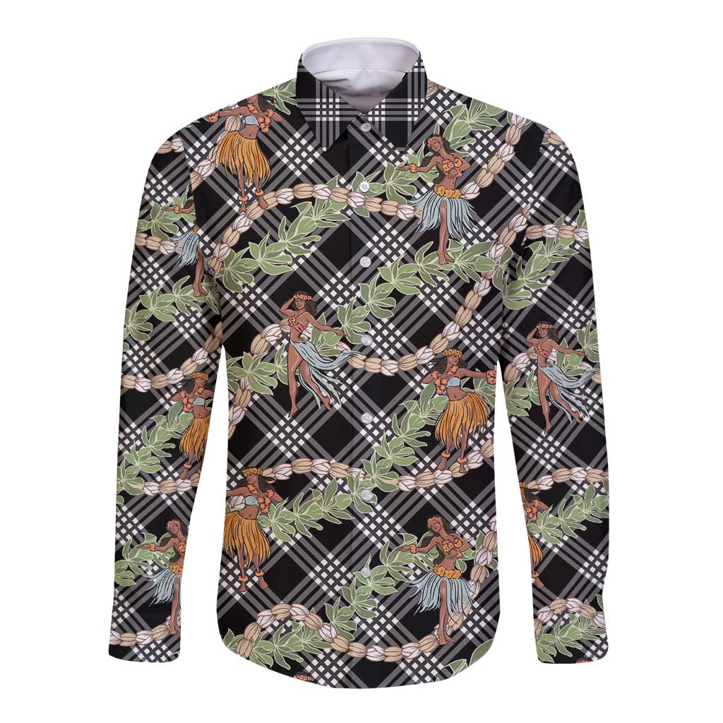 Sable Palaka Hula Girls Seamless Hawaii Aloha Long Sleeve Button Shirt - Polynesian Pride