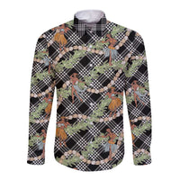 Sable Palaka Hula Girls Seamless Hawaii Aloha Long Sleeve Button Shirt - Polynesian Pride