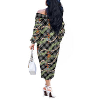 Sable Palaka Hula Girls Seamless Hawaii Aloha Off The Shoulder Long Sleeve Dress LT7 - Polynesian Pride
