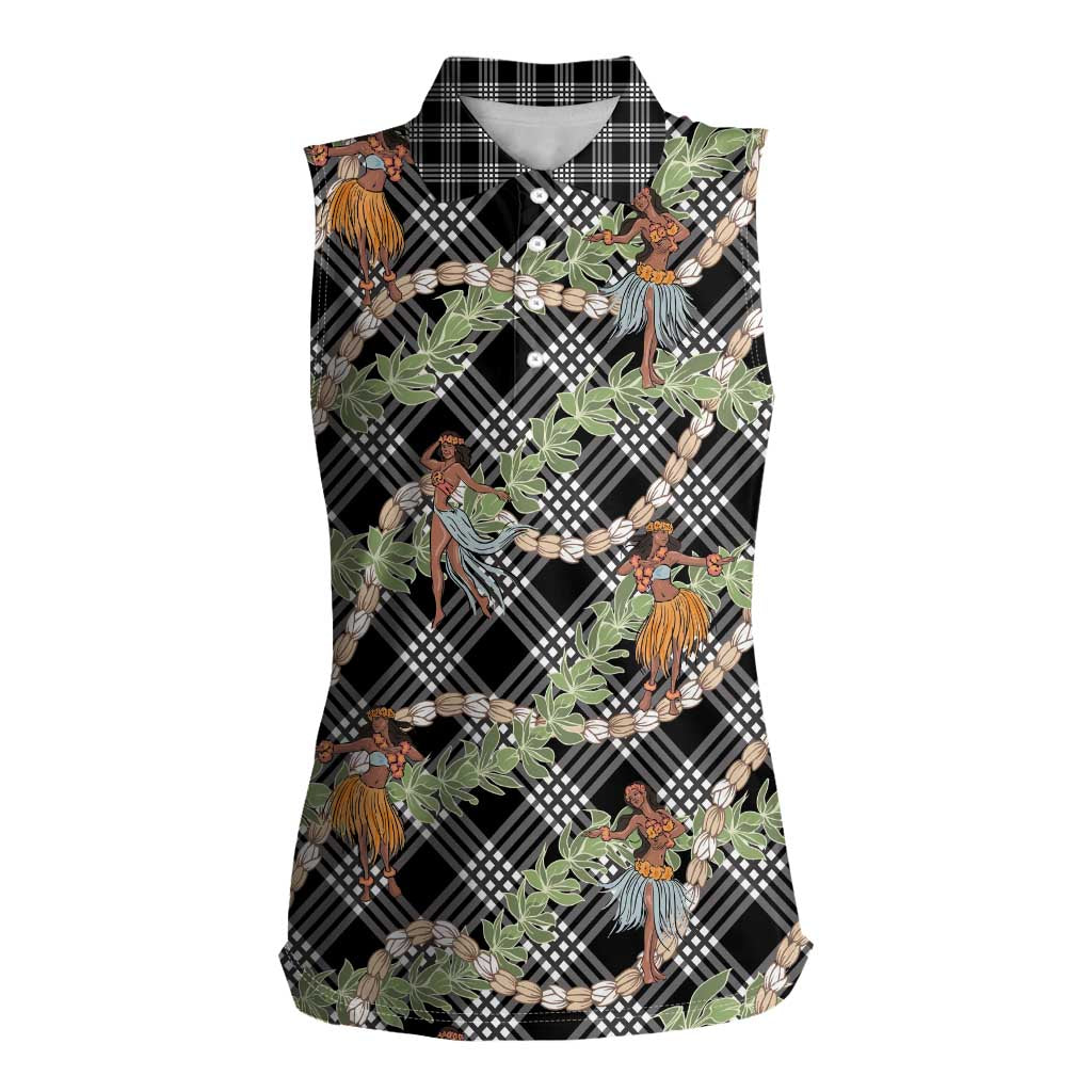 Sable Palaka Hula Girls Seamless Hawaii Aloha Women Sleeveless Polo Shirt - Polynesian Pride