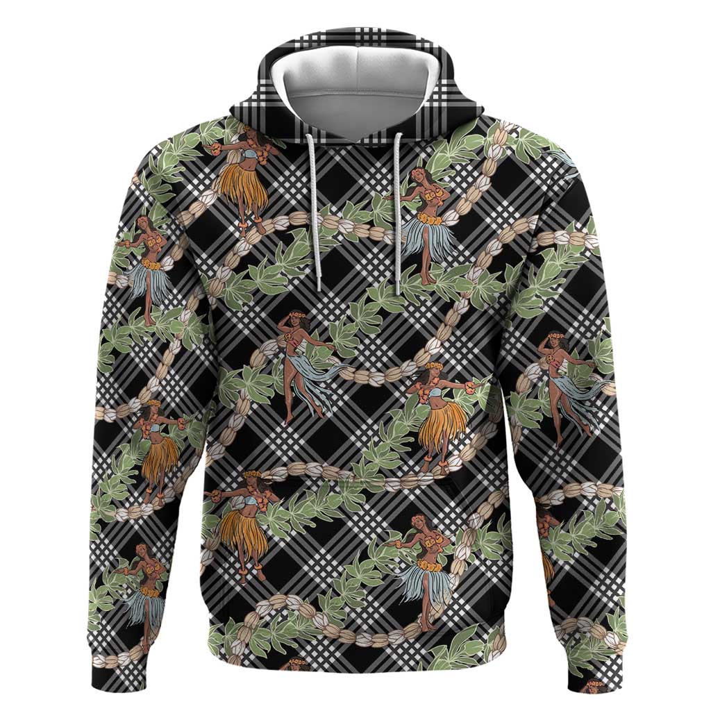 Sable Palaka Hula Girls Seamless Hawaii Aloha Zip Hoodie LT7 Pullover Hoodie Black - Polynesian Pride