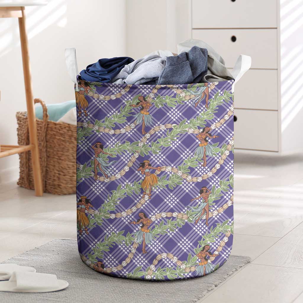 Lavender Palaka Hula Girls Seamless Hawaii Aloha Laundry Basket LT7 Lavender - Polynesian Pride