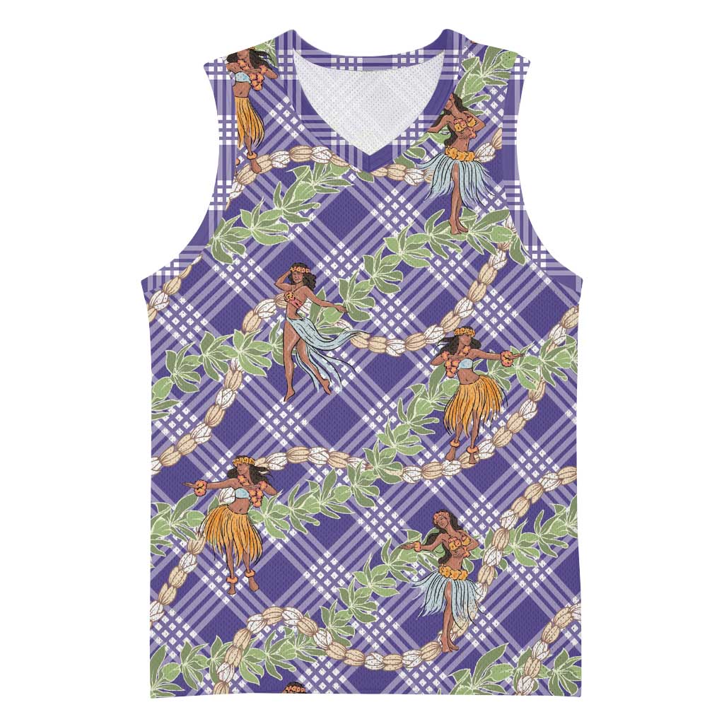 Lavender Palaka Hula Girls Seamless Hawaii Aloha Basketball Jersey - Polynesian Pride