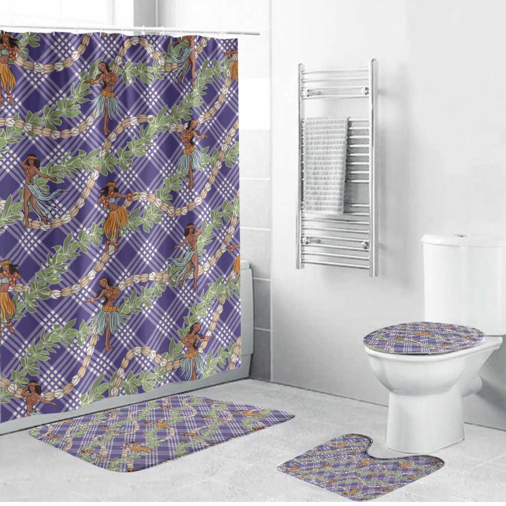 Lavender Palaka Hula Girls Seamless Hawaii Aloha Bathroom Set - Polynesian Pride