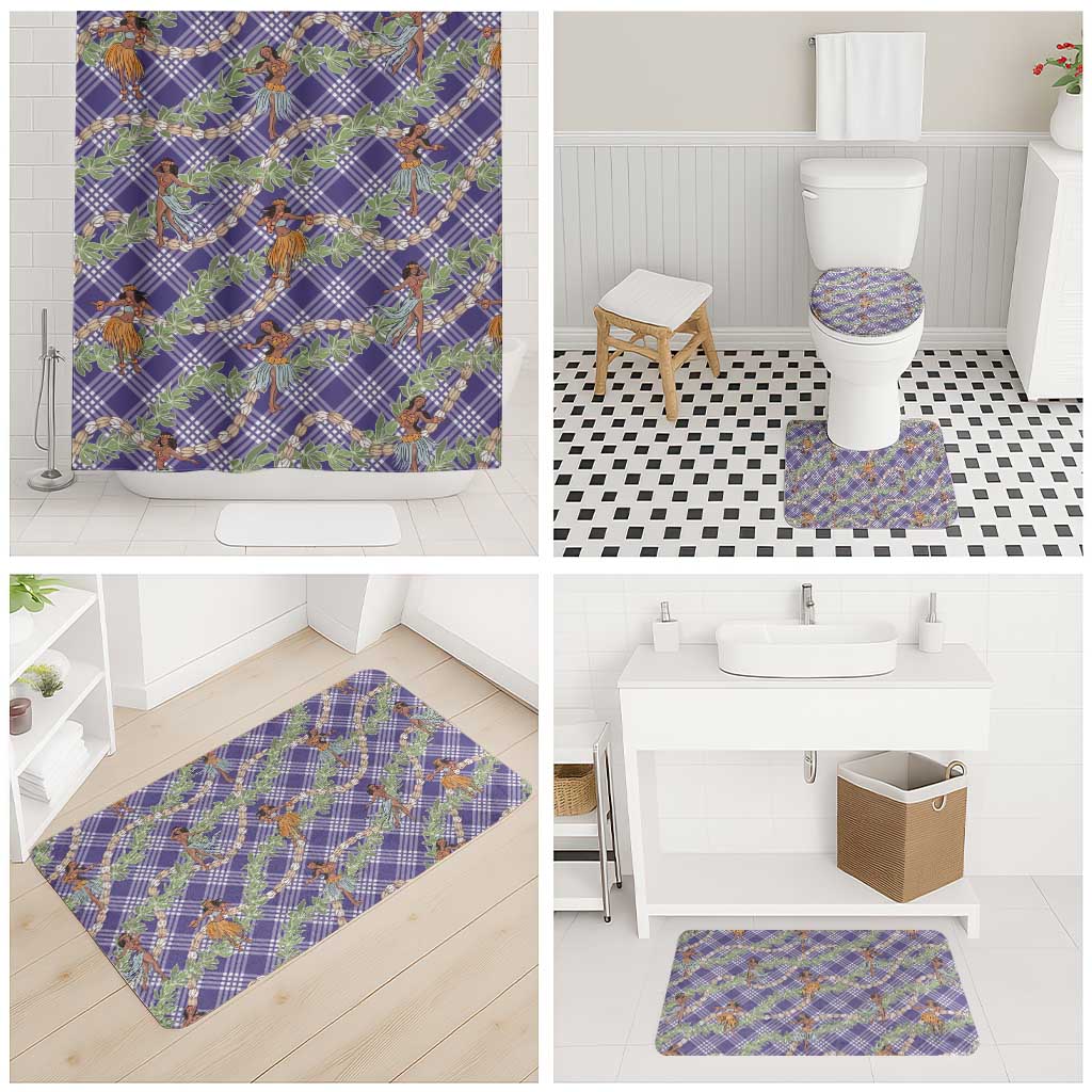 Lavender Palaka Hula Girls Seamless Hawaii Aloha Bathroom Set LT7 - Polynesian Pride
