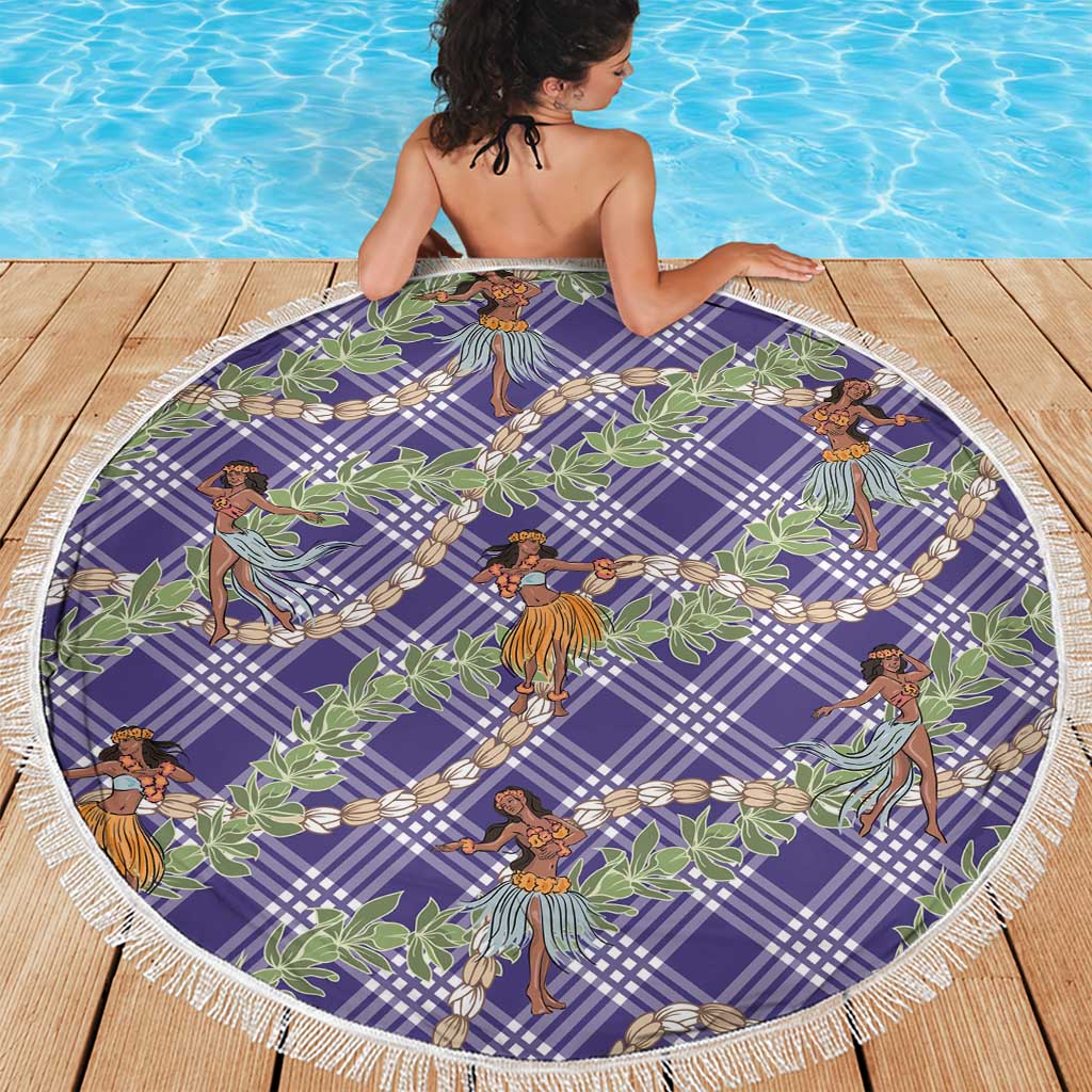 Lavender Palaka Hula Girls Seamless Hawaii Aloha Beach Blanket LT7 - Polynesian Pride