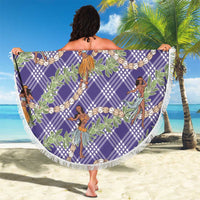 Lavender Palaka Hula Girls Seamless Hawaii Aloha Beach Blanket LT7 - Polynesian Pride