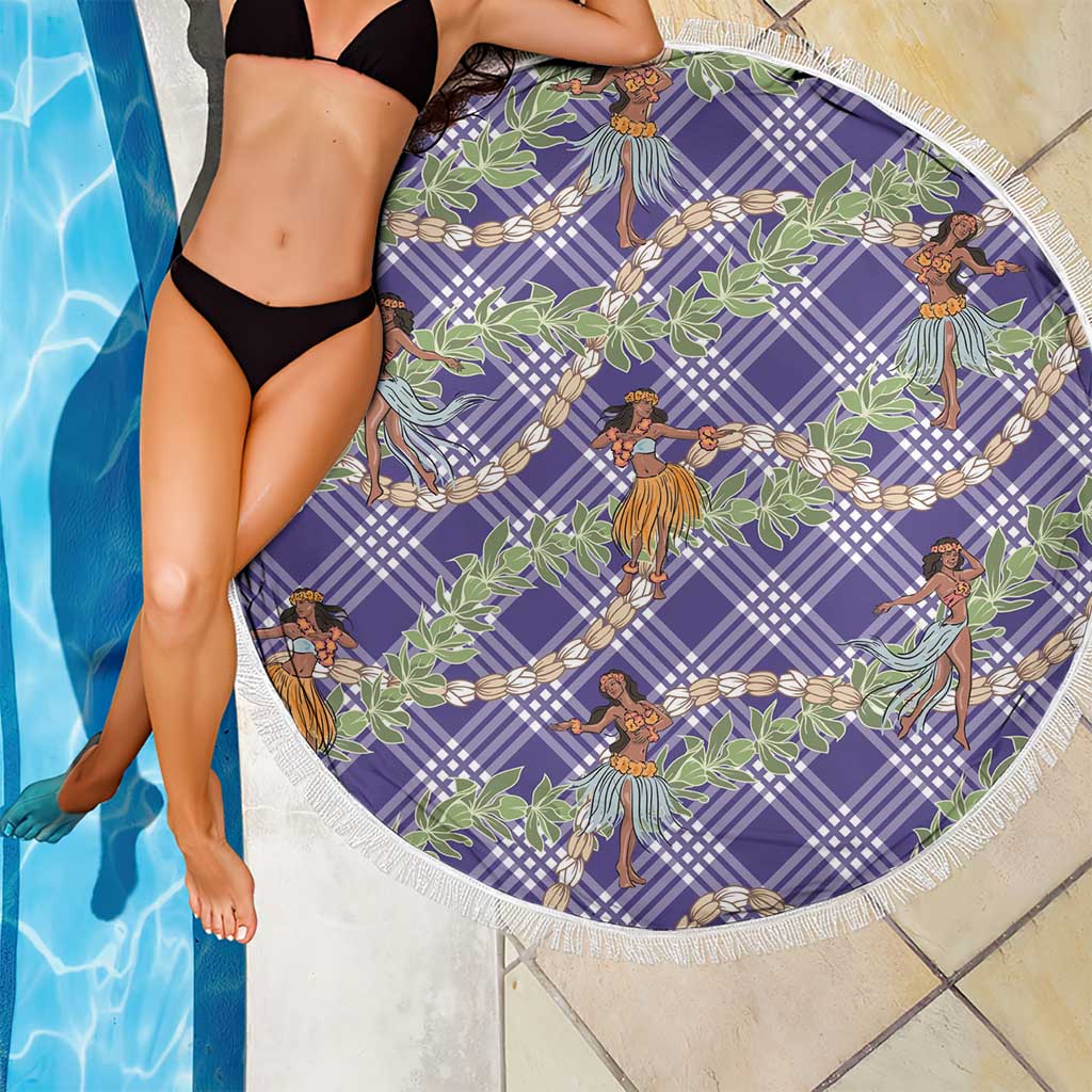Lavender Palaka Hula Girls Seamless Hawaii Aloha Beach Blanket LT7 - Polynesian Pride