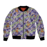 Lavender Palaka Hula Girls Seamless Hawaii Aloha Bomber Jacket - Polynesian Pride