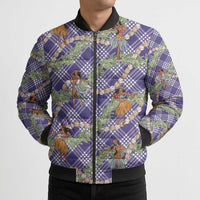 Lavender Palaka Hula Girls Seamless Hawaii Aloha Bomber Puffer Jacket - Polynesian Pride