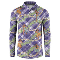 Lavender Palaka Hula Girls Seamless Hawaii Aloha Button Sweatshirt - Polynesian Pride