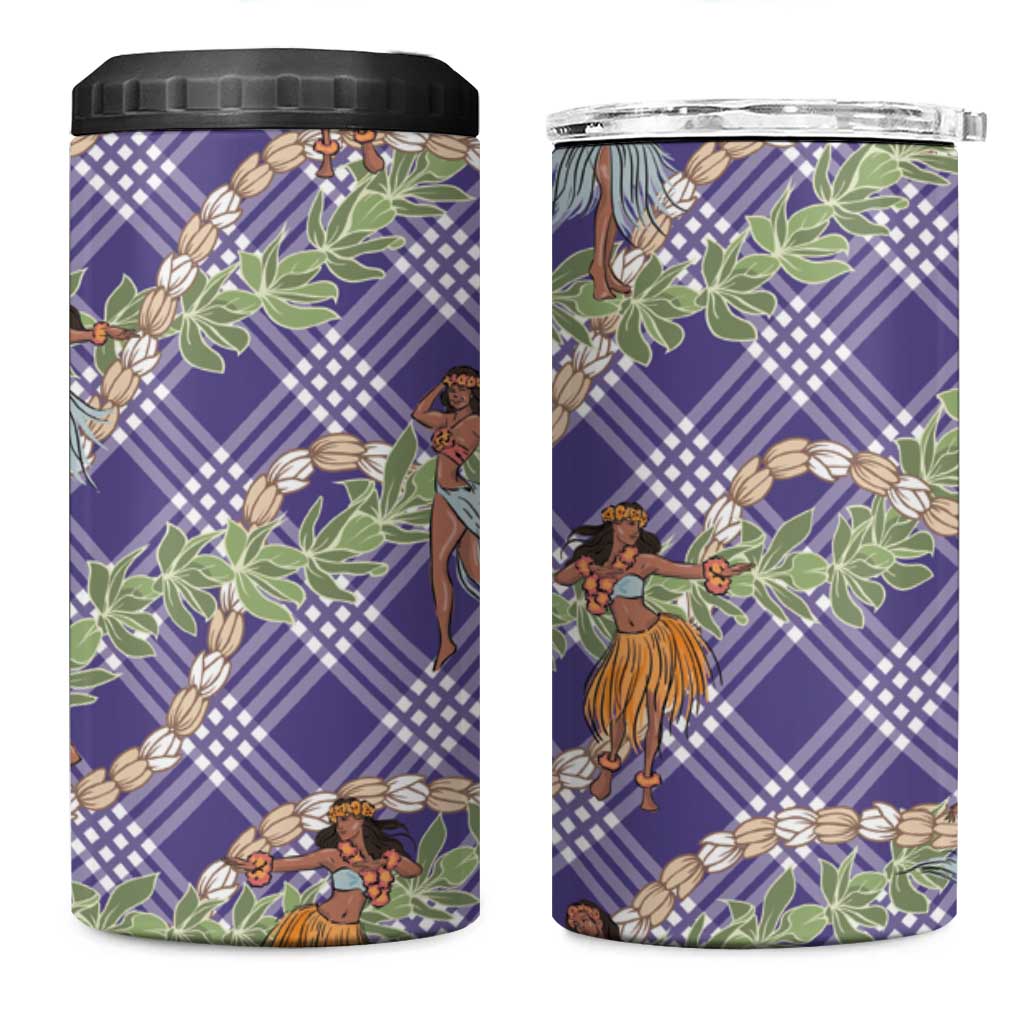 Lavender Palaka Hula Girls Seamless Hawaii Aloha 4 in 1 Can Cooler Tumbler - Polynesian Pride