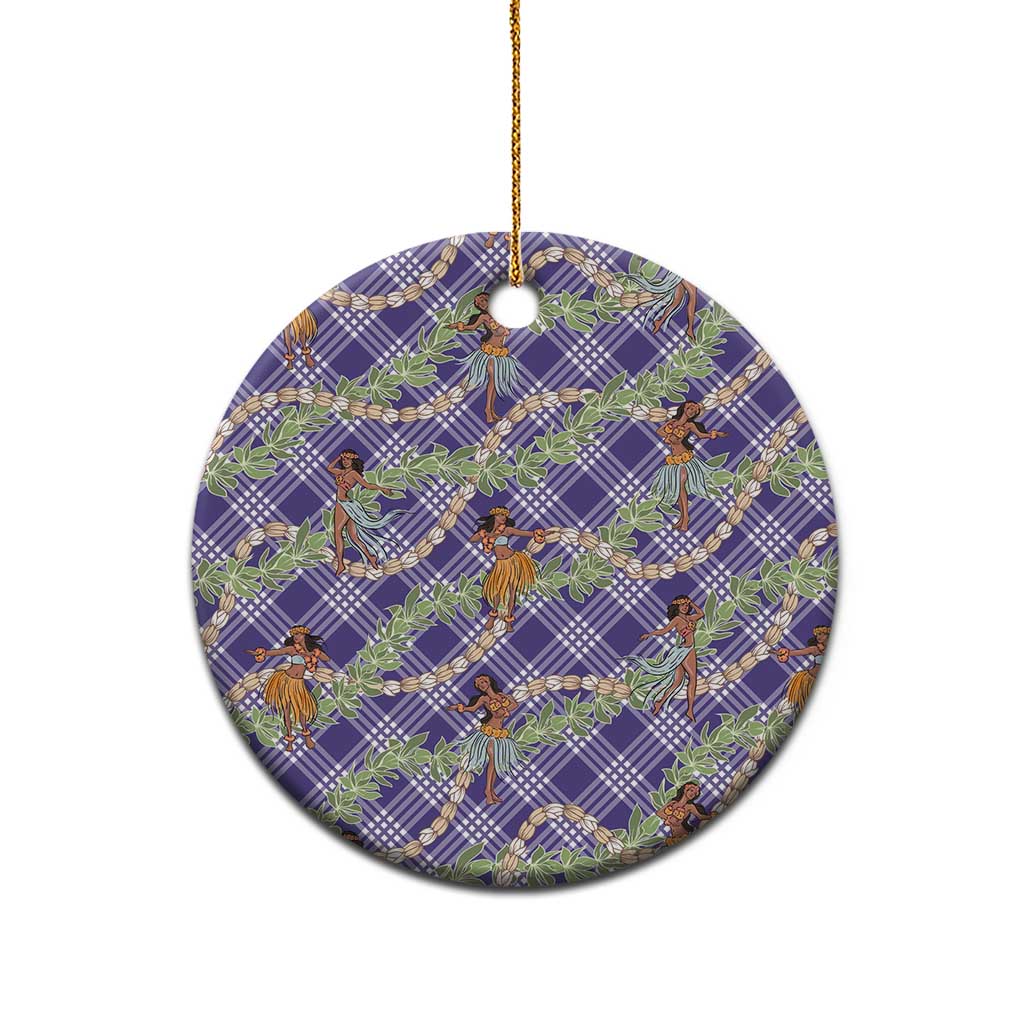 Lavender Palaka Hula Girls Seamless Hawaii Aloha Ceramic Ornament - Polynesian Pride
