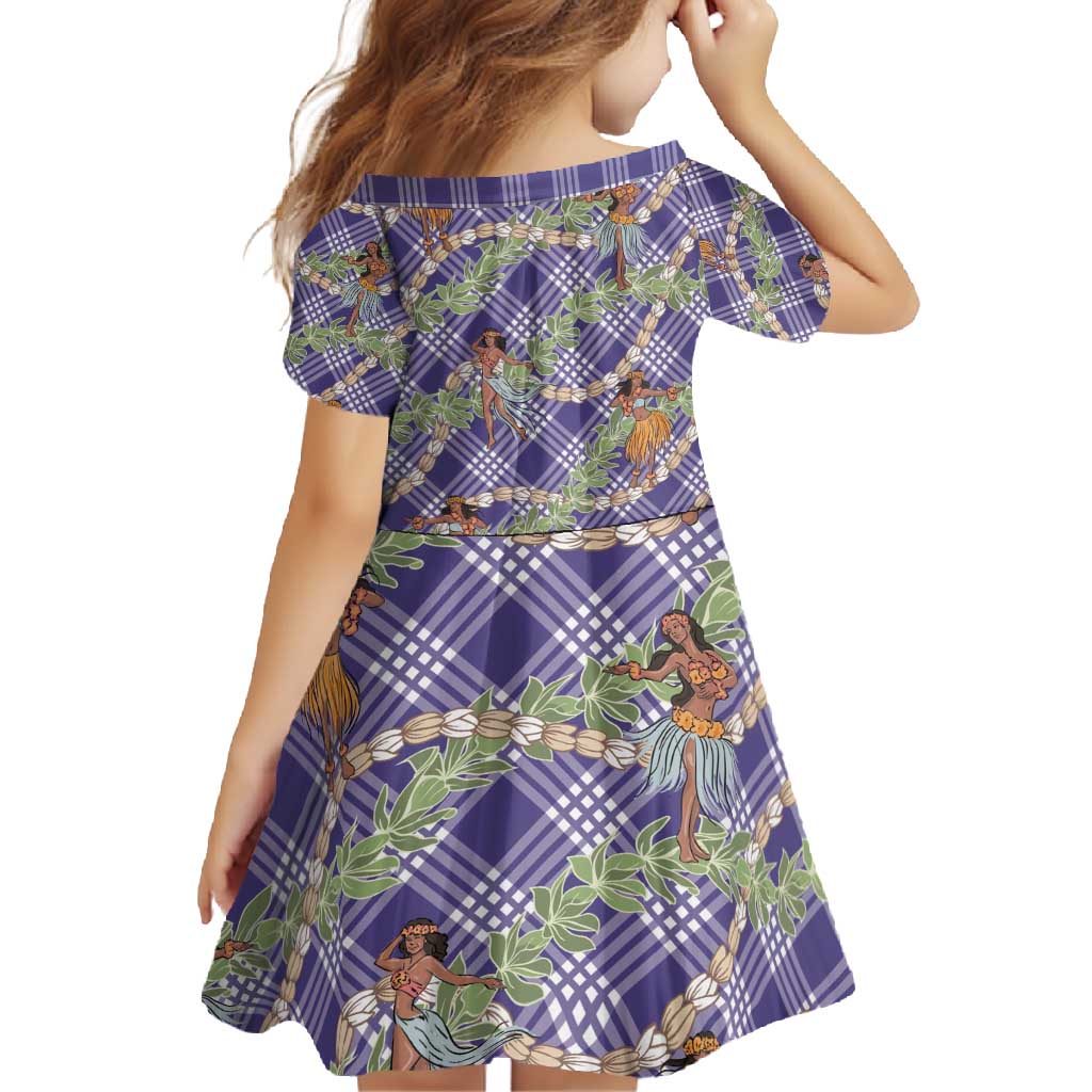 Lavender Palaka Hula Girls Seamless Hawaii Aloha Family Matching Mermaid Dress and Hawaiian Shirt - Polynesian Pride