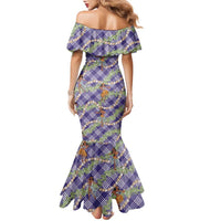 Lavender Palaka Hula Girls Seamless Hawaii Aloha Family Matching Mermaid Dress and Hawaiian Shirt - Polynesian Pride