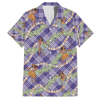Lavender Palaka Hula Girls Seamless Hawaii Aloha Family Matching Summer Maxi Dress and Hawaiian Shirt - Polynesian Pride