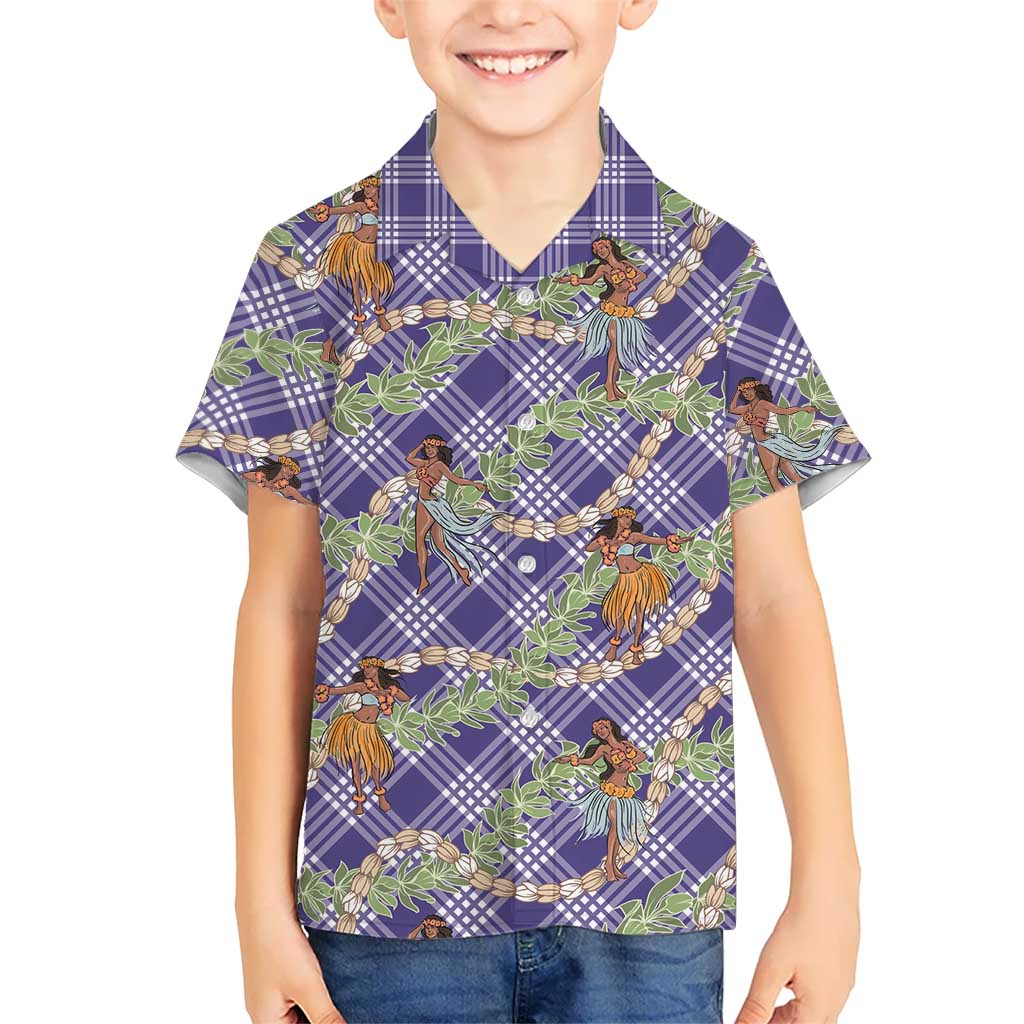 Lavender Palaka Hula Girls Seamless Hawaii Aloha Family Matching Tank Maxi Dress and Hawaiian Shirt LT7 Son's Shirt Lavender - Polynesian Pride