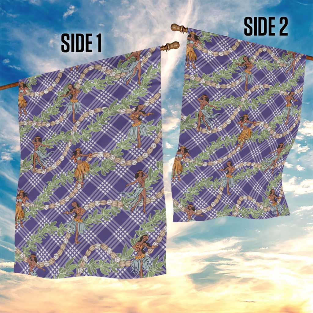 Lavender Palaka Hula Girls Seamless Hawaii Aloha Garden Flag - Polynesian Pride