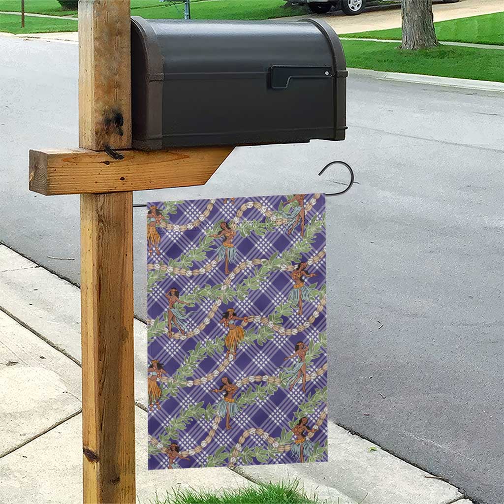 Lavender Palaka Hula Girls Seamless Hawaii Aloha Garden Flag - Polynesian Pride