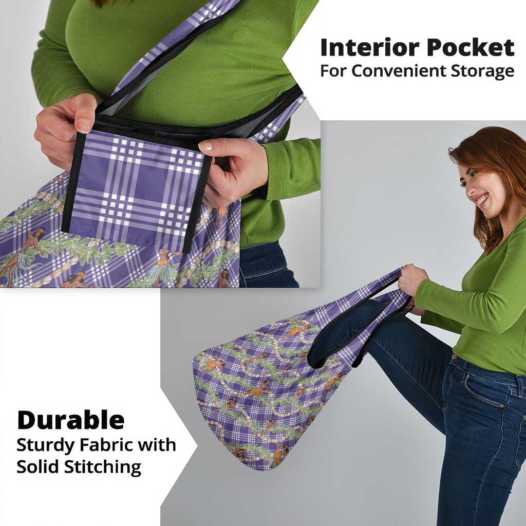 Lavender Palaka Hula Girls Seamless Hawaii Aloha Grocery Bag - Polynesian Pride