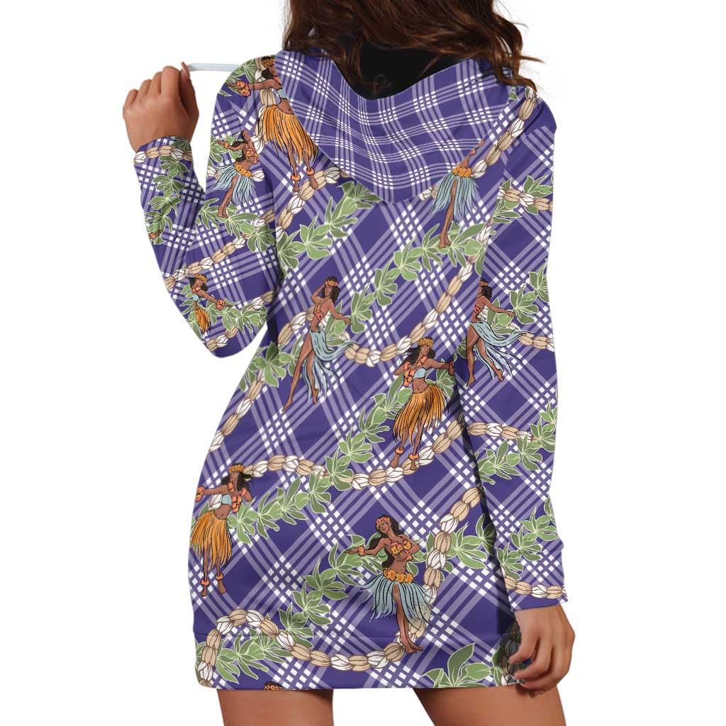 Lavender Palaka Hula Girls Seamless Hawaii Aloha Hoodie Dress - Polynesian Pride