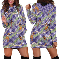 Lavender Palaka Hula Girls Seamless Hawaii Aloha Hoodie Dress - Polynesian Pride