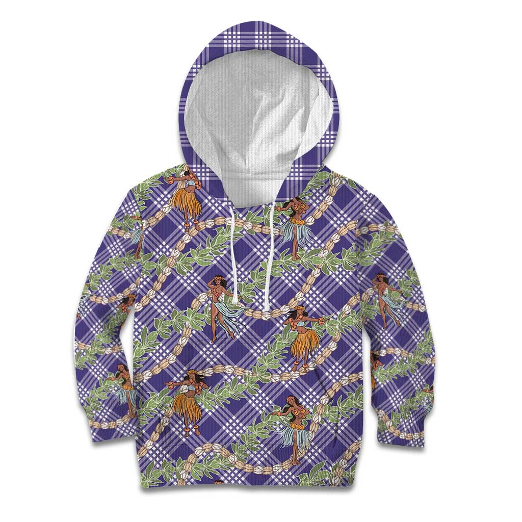 Lavender Palaka Hula Girls Seamless Hawaii Aloha Kid Hoodie LT7 Hoodie Lavender - Polynesian Pride