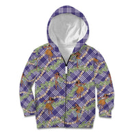 Lavender Palaka Hula Girls Seamless Hawaii Aloha Kid Hoodie LT7 Zip Hoodie Lavender - Polynesian Pride