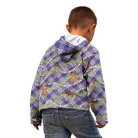 Lavender Palaka Hula Girls Seamless Hawaii Aloha Kid Hoodie LT7 - Polynesian Pride