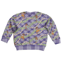 Lavender Palaka Hula Girls Seamless Hawaii Aloha Kid Ugly Christmas Sweater - Polynesian Pride