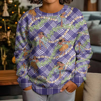 Lavender Palaka Hula Girls Seamless Hawaii Aloha Kid Ugly Christmas Sweater - Polynesian Pride