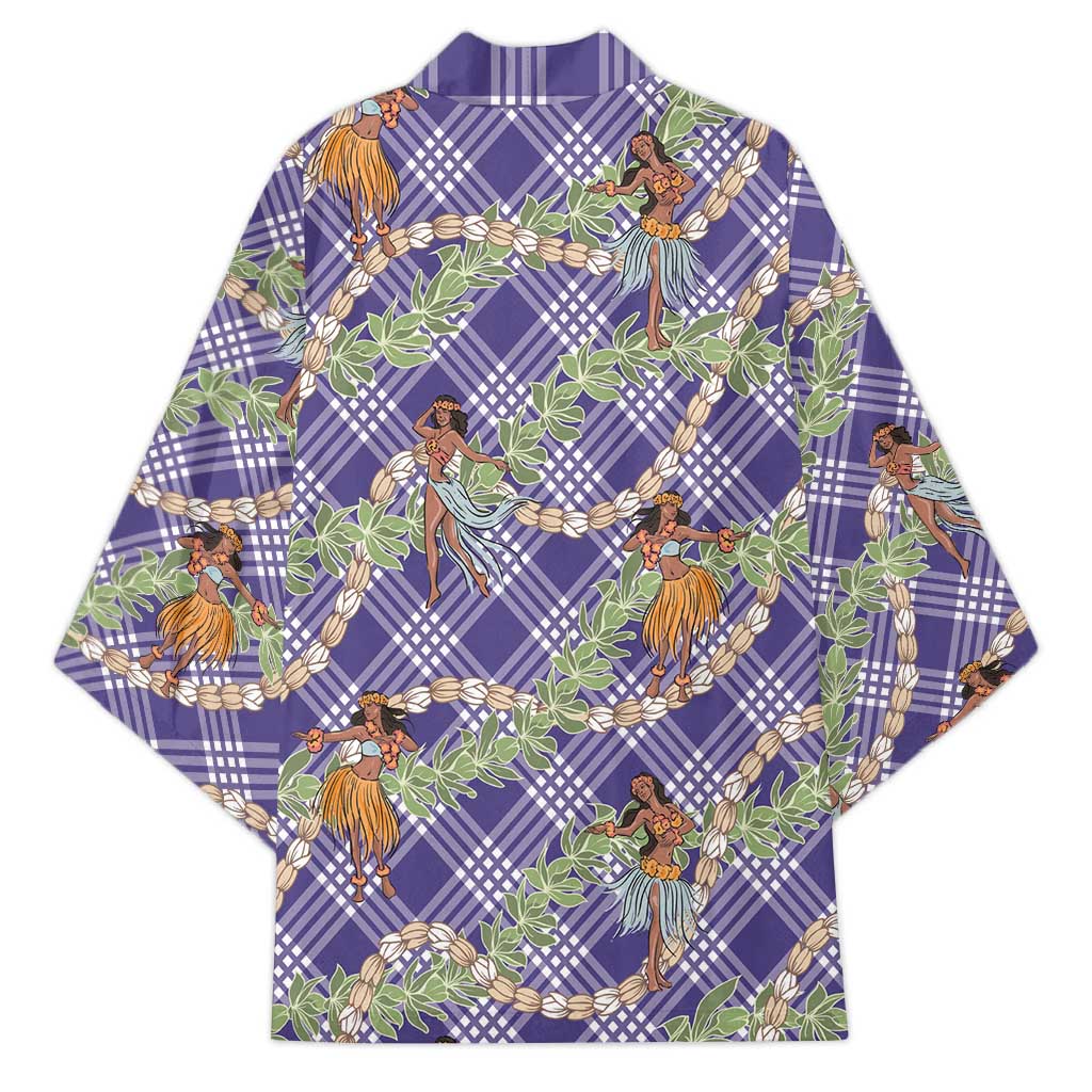 Lavender Palaka Hula Girls Seamless Hawaii Aloha Kimono - Polynesian Pride