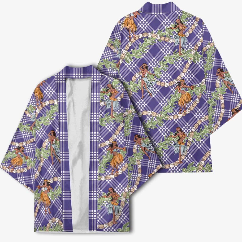 Lavender Palaka Hula Girls Seamless Hawaii Aloha Kimono - Polynesian Pride