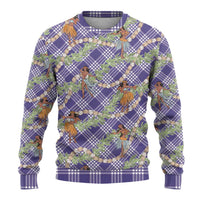 Lavender Palaka Hula Girls Seamless Hawaii Aloha Ugly Christmas Sweater - Polynesian Pride