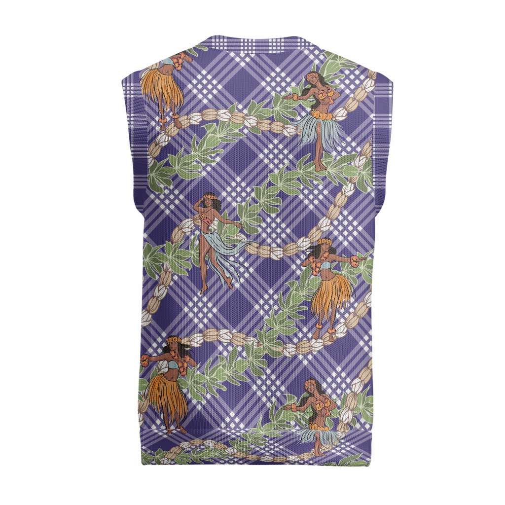 Lavender Palaka Hula Girls Seamless Hawaii Aloha Christmas Knitted V-Neck Vest - Polynesian Pride