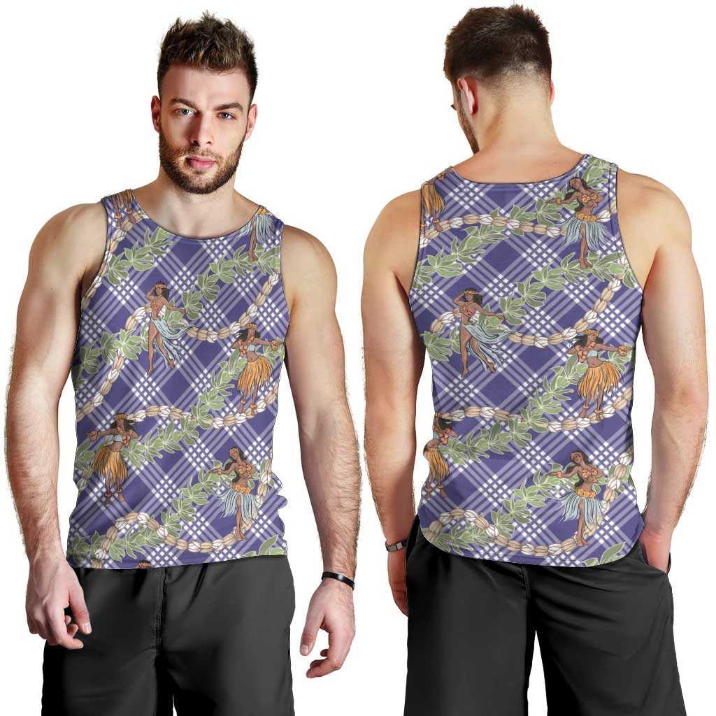 Lavender Palaka Hula Girls Seamless Hawaii Aloha Men Tank Top - Polynesian Pride