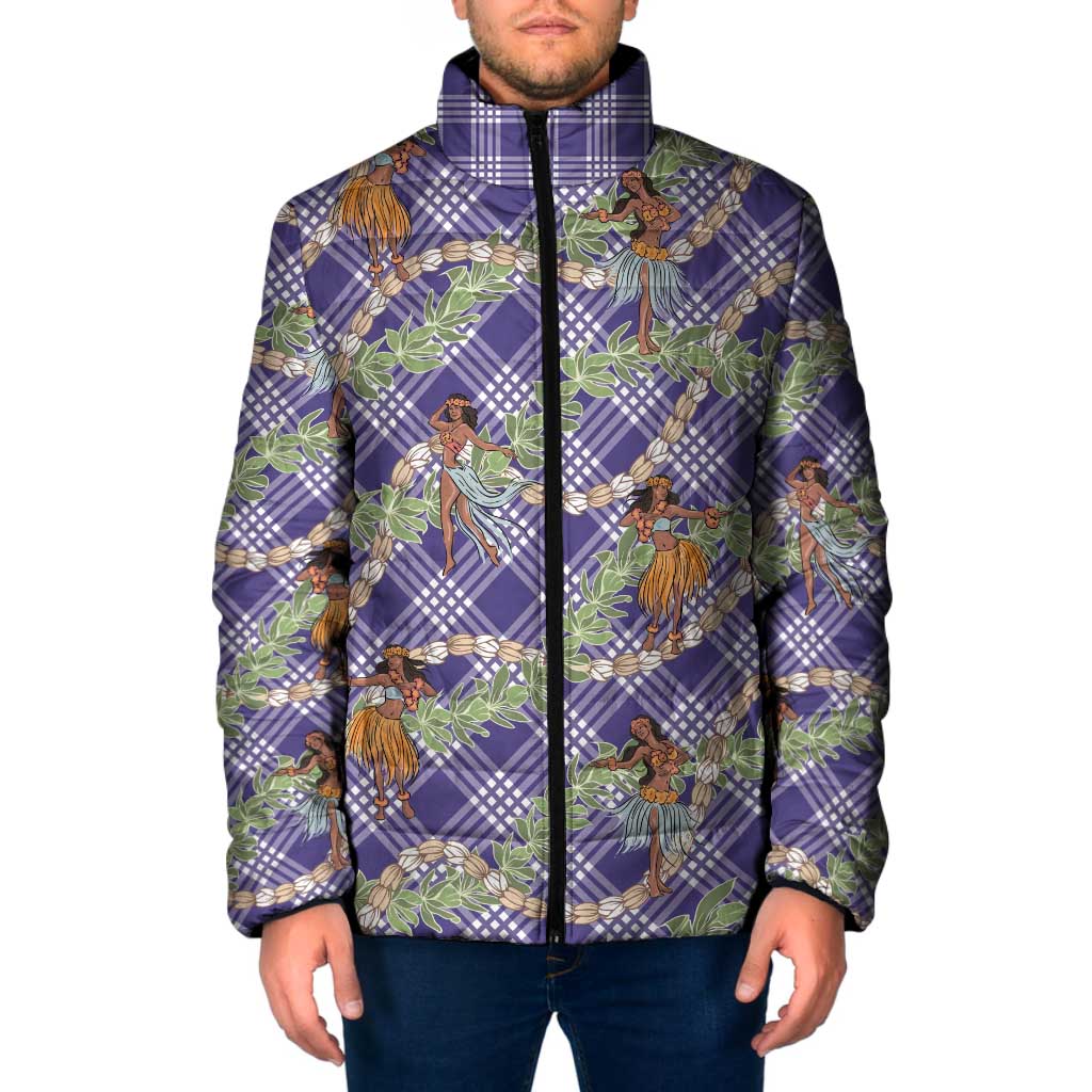 Lavender Palaka Hula Girls Seamless Hawaii Aloha Padded Jacket LT7 Men Lavender - Polynesian Pride