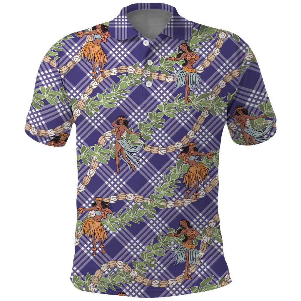 Lavender Palaka Hula Girls Seamless Hawaii Aloha Polo Shirt - Polynesian Pride