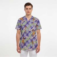 Lavender Palaka Hula Girls Seamless Hawaii Aloha Scrub Top LT7 - Polynesian Pride
